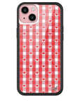 Wildflower Red Gingham Heart iPhone 15 Plus Case