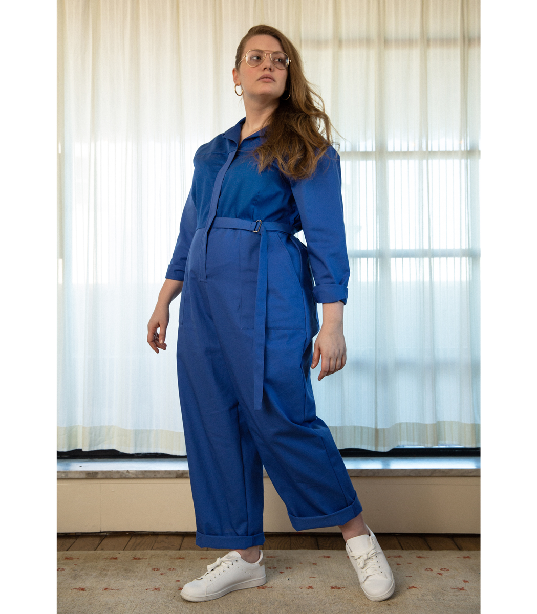 Loup - Wallis Long Sleeve Zip Jumpsuit - Royal -