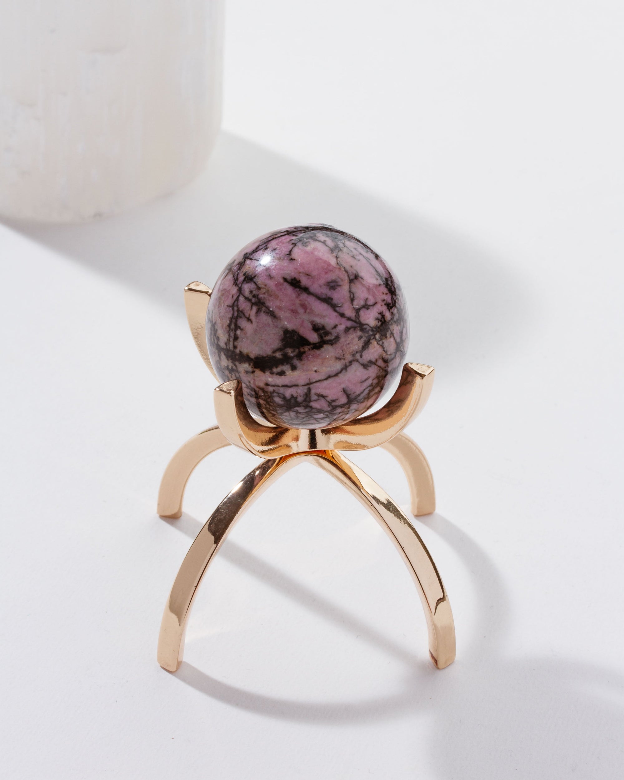 Luna Norte - Eye Of the Beholder Gemstone Sphere On Stand Set - Rhodonite