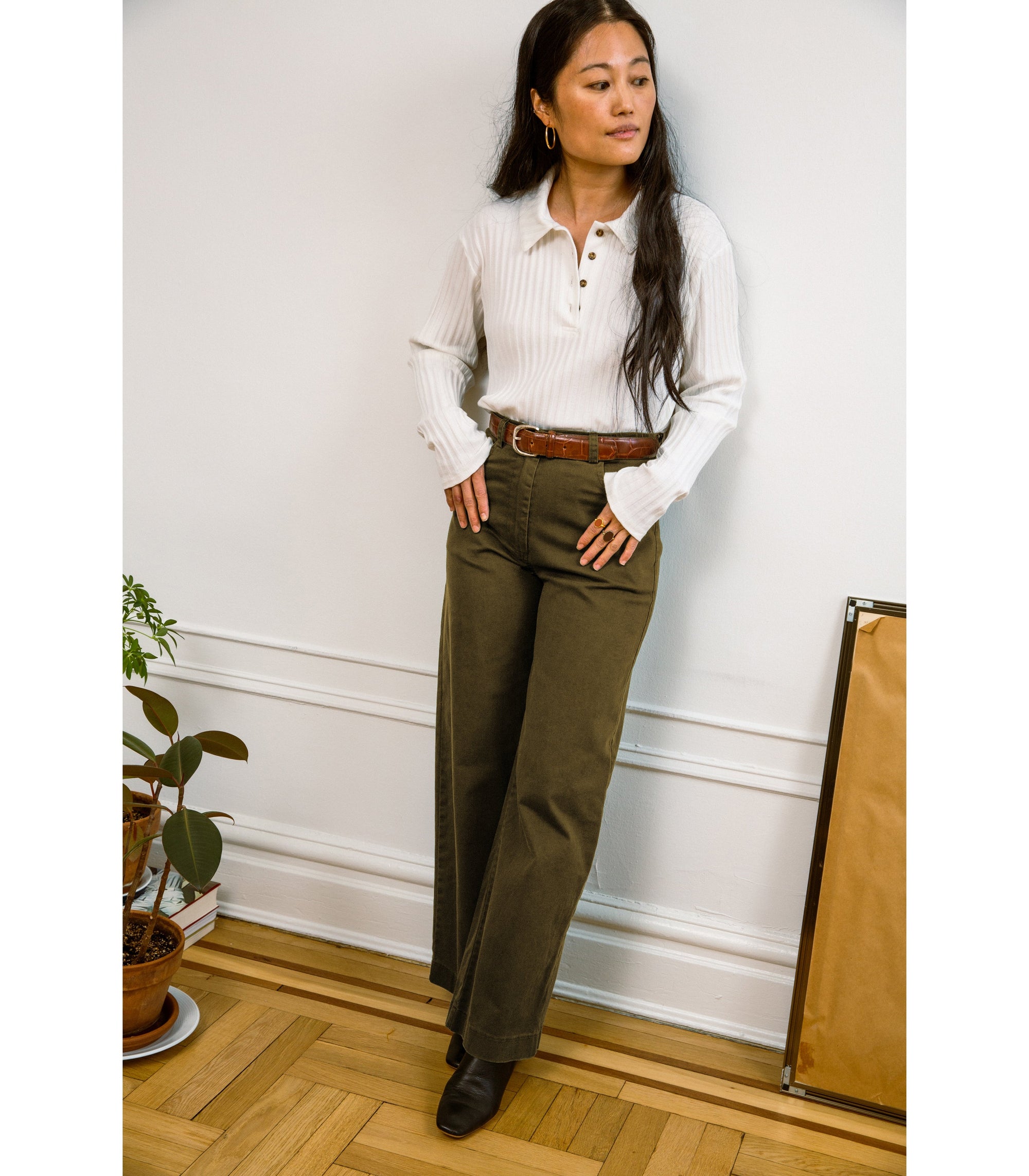 Loup - Toni Wide Ankle Pants - Moss -