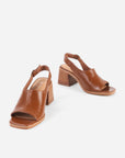 Intentionally Blank - Teresa Slingback Open Toe Block Heel - TAN LEATHER
