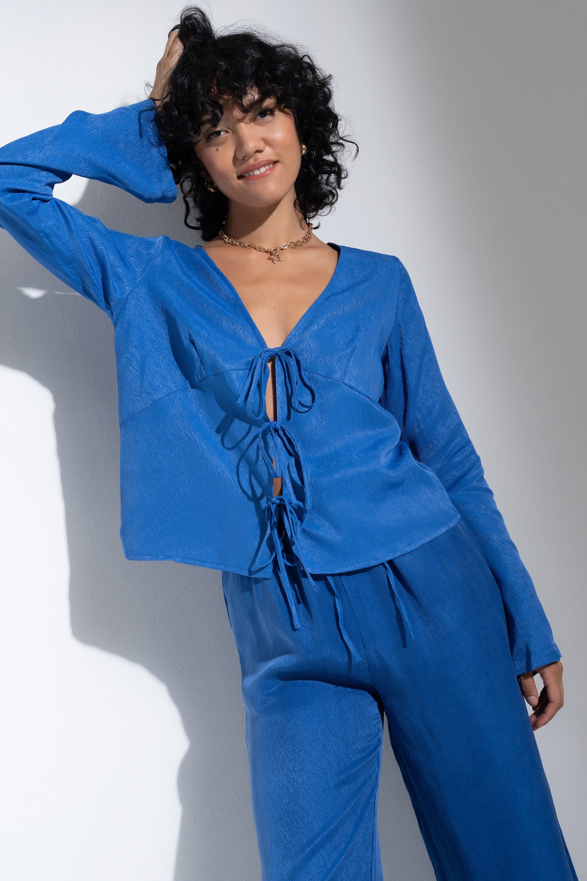 Be Idle - Tie Front Top - Cobalt -