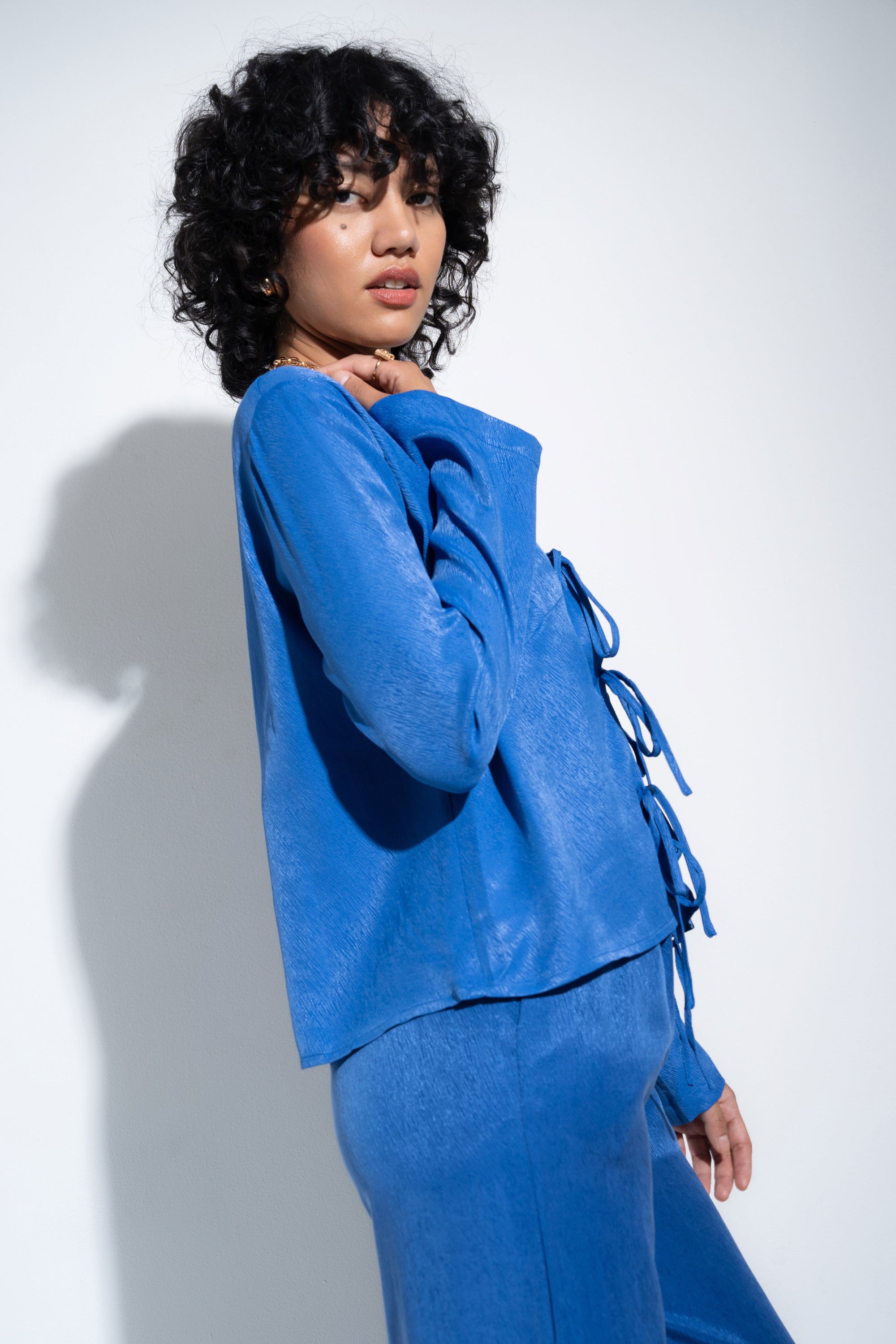 Be Idle - Tie Front Top - Cobalt -