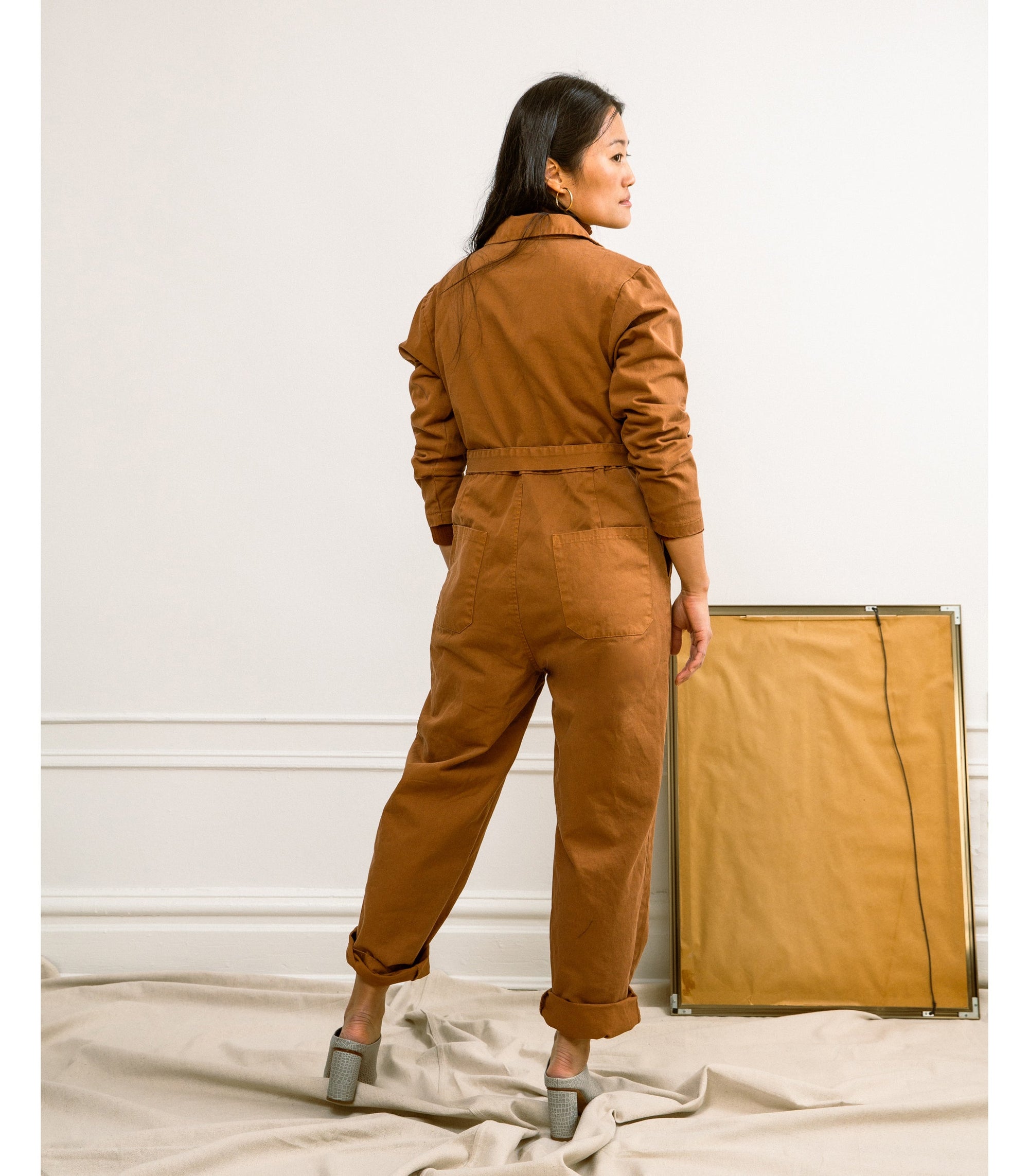 Loup - Wallis Long Sleeve Zip Jumpsuit - Tan -