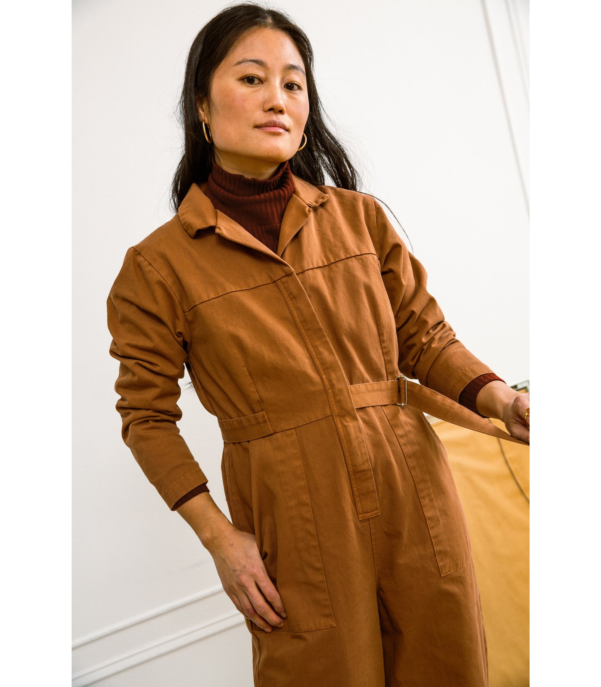 Loup - Wallis Long Sleeve Zip Jumpsuit - Tan -