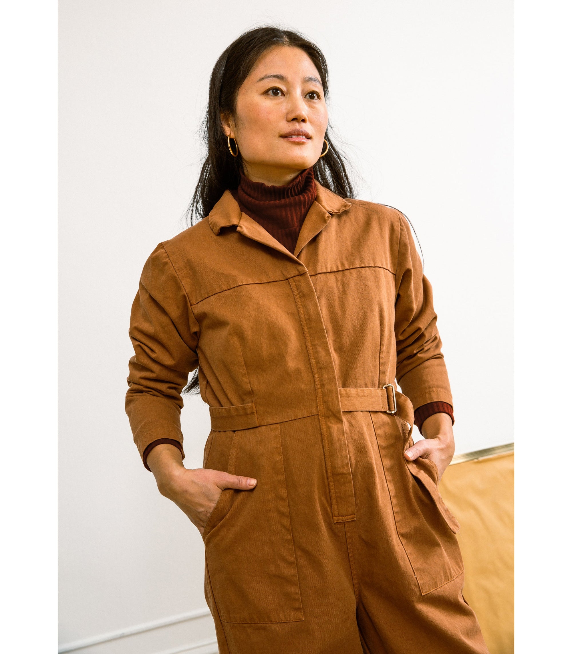 Loup - Wallis Long Sleeve Zip Jumpsuit - Tan -