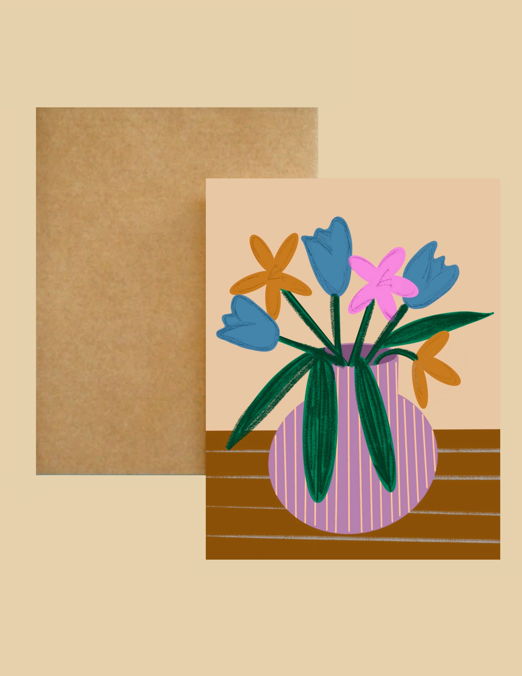 Nice Paper - Greeting Card - Flower Vase -