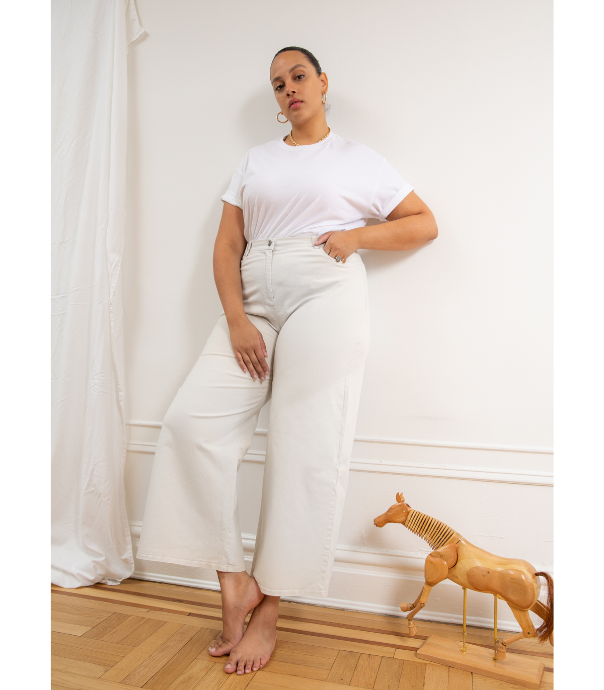 Loup - Toni Wide Ankle Pants - White -