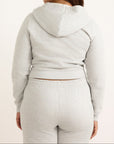 Organic Basics - Weekend Crop Zip Hoodie - Misty Grey Melange -