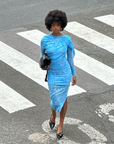 Hydra Printed Draped Mesh Dress