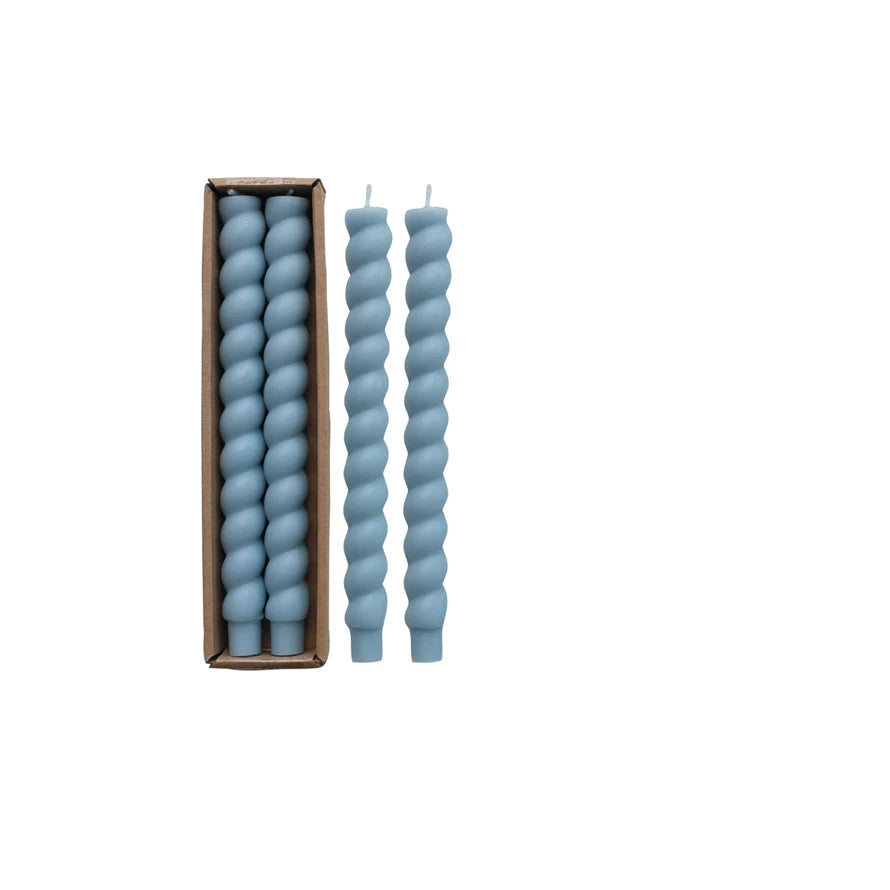 Creative Co. - Twisted Taper Candles Set of 2 - Baby Blue -