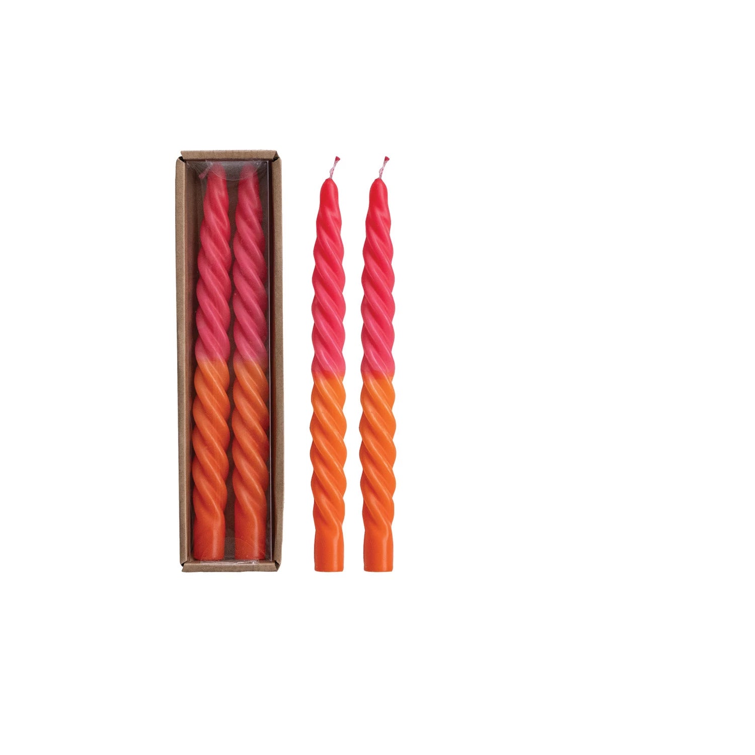 Creative Co. - Twisted Taper Candles Set of 2 - Fuchsia/Orange -