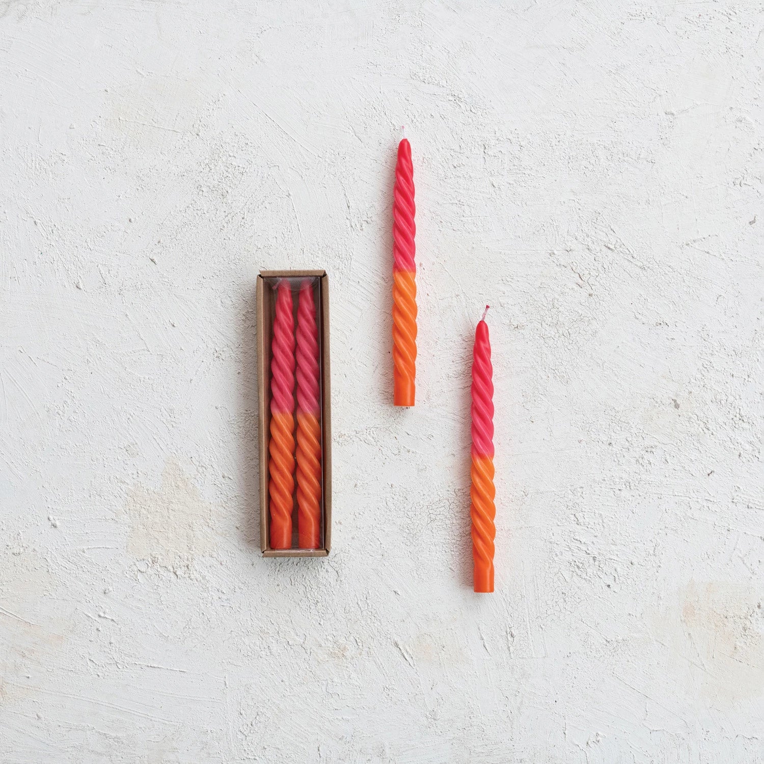 Creative Co. - Twisted Taper Candles Set of 2 - Fuchsia/Orange -