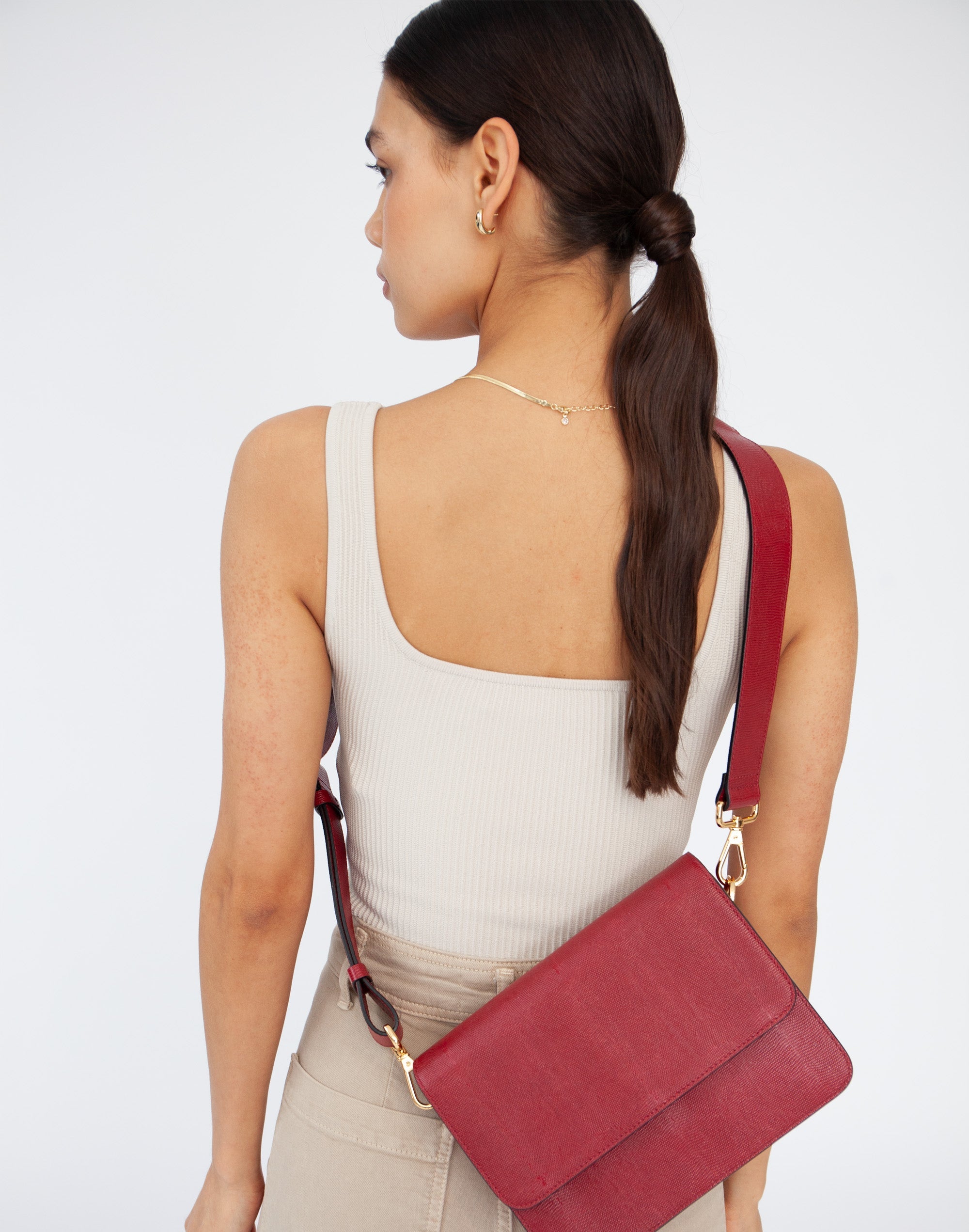 Hyer Goods - Luxe Cube Bag - Cherry Red Lizard -