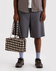Baggu - Medium Nylon Bowler Bag - Blurred Gingham Brown -