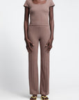 Organic Basics - Pointelle Straight Leg Pants - Clay -