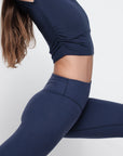 Organic Basics - Active Rib Ruched Tee - Night Sky -