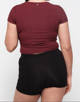 Organic Basics - Active Rib Ruched Tee - Summer Wine -
