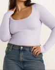 Organic Basics - Everyday Scoop Neck Long Sleeve Tee - Soft Lilac -