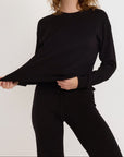 Organic Basics - Soft Knit Boxy Crewneck Sweater - Black -