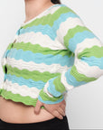 Organic Basics - Soft Knit Textured Cardigan - Juicy Apple Stripe -