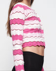 Organic Basics - Soft Knit Textured Cardigan - Raspberry Stripe -