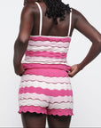 Organic Basics - Soft Knit Textured Shorts - Raspberry Stripe -