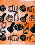 Gourds on Orange Gingham Tea Towel