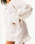 Sleeper - Puff Lounge Shorts with Headscarf in Milk -