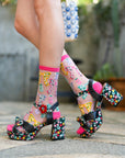 Sock Candy - Bouquets All Day Shimmer Sheer Crew Sock -