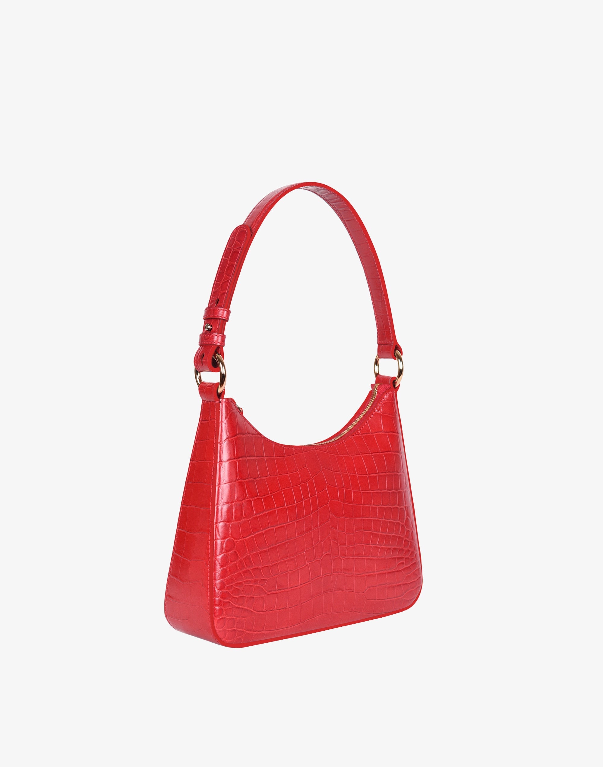 Hyer Goods - Luxe Medium Shoulder Bag - Bright Red Croco -