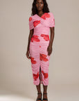 Saemdi - Poppy Floral Mesh Cape Dress -