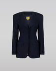 Saemdi - Navy Pinstripe Suit Jacket -