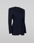 Saemdi - Navy Pinstripe Suit Jacket -