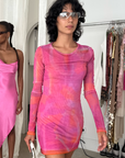 Saemdi - Ceyra Printed Mesh Mini Dress -