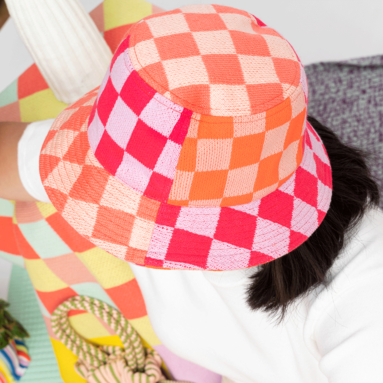 Verloop - Checkerboard Patchwork Bucket Hat -
