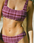 Andie Swim - The Rye Bikini Top - Plaid - Crocus Plaid -