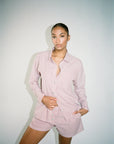 Wildflo Studio - Poplin Shirt Burgundy Pinstripe -