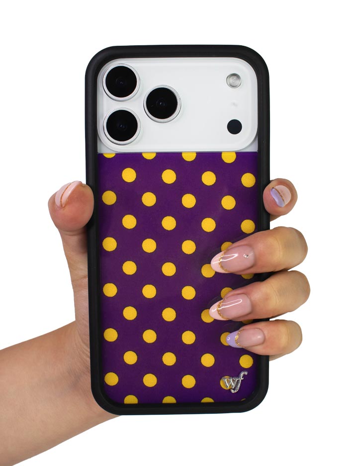 Hand Pic Image 01 Polka Dot Purple and Yellow iPhone Case