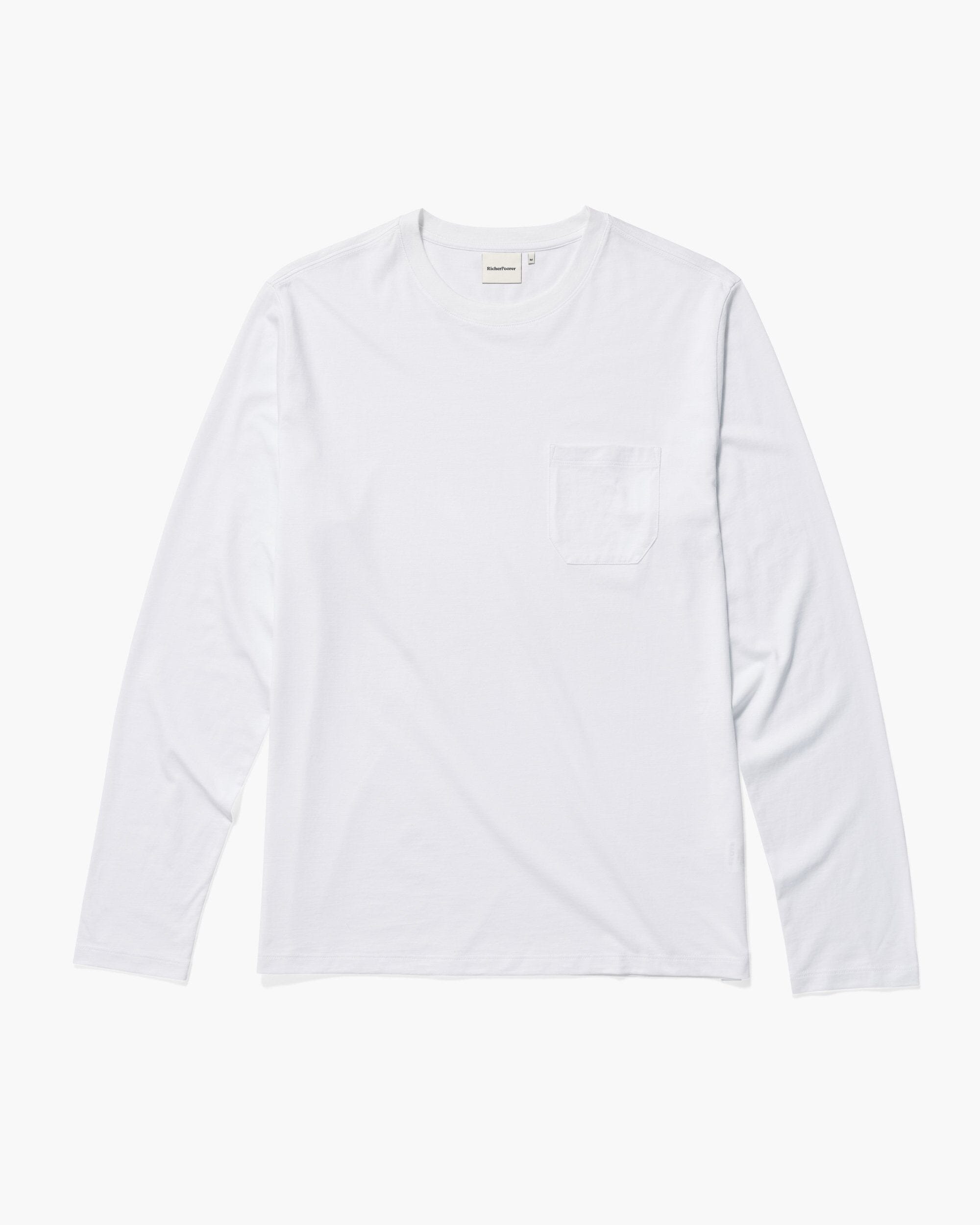 Richer Poorer - Mens Pima Long Sleeve Pocket Tee - White -