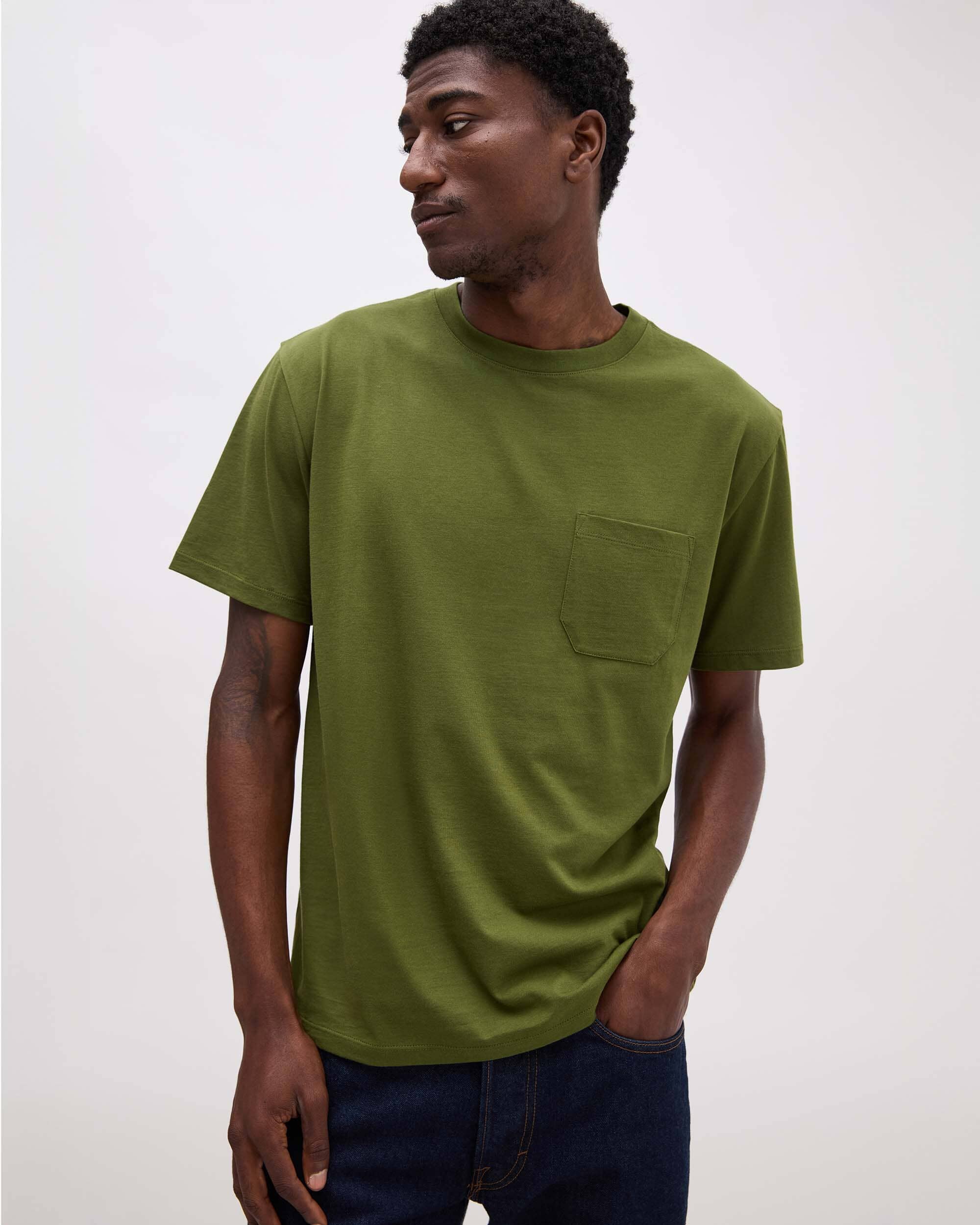 Richer Poorer - Mens Pima Pocket Tee - Cypress -