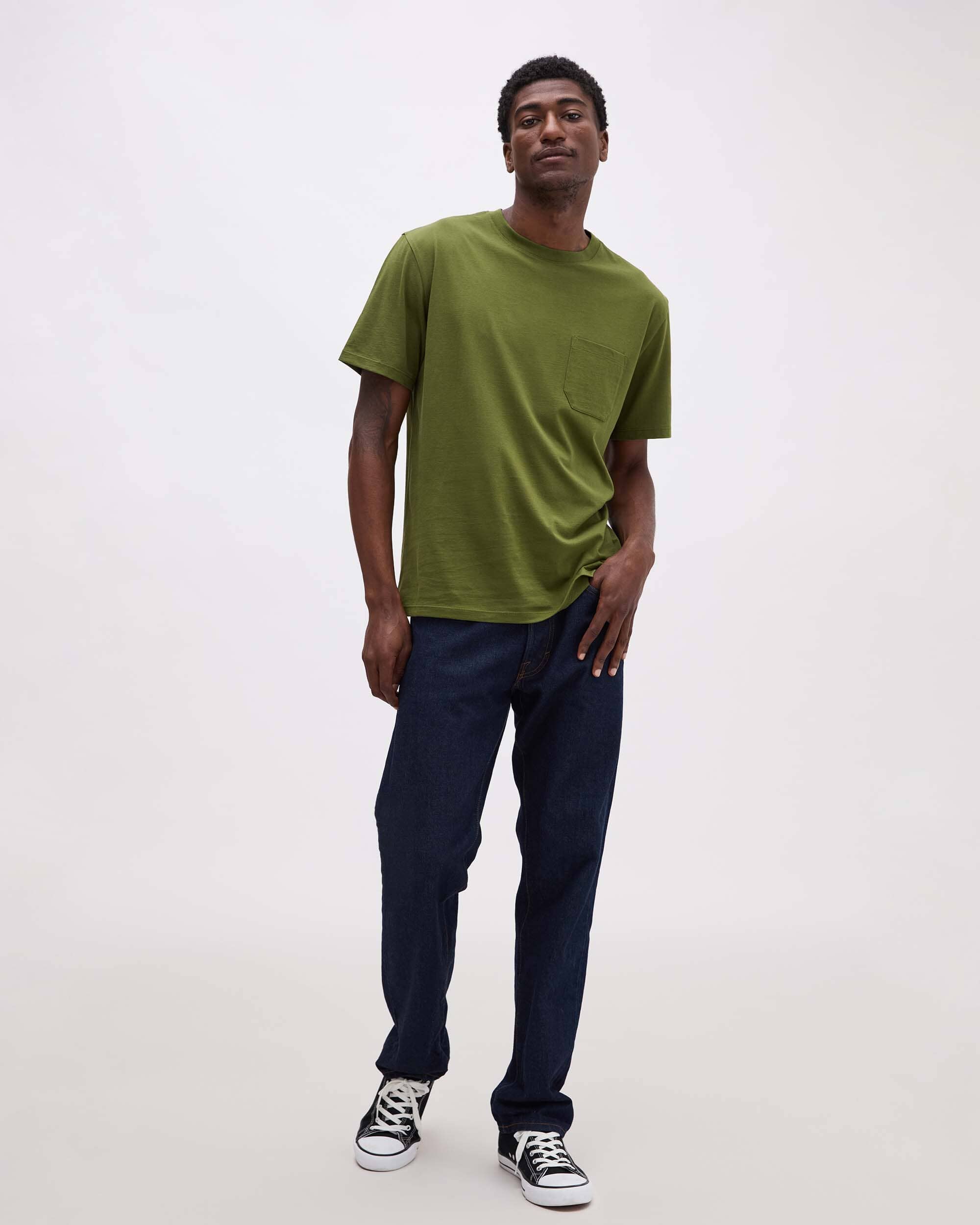 Richer Poorer - Mens Pima Pocket Tee - Cypress -
