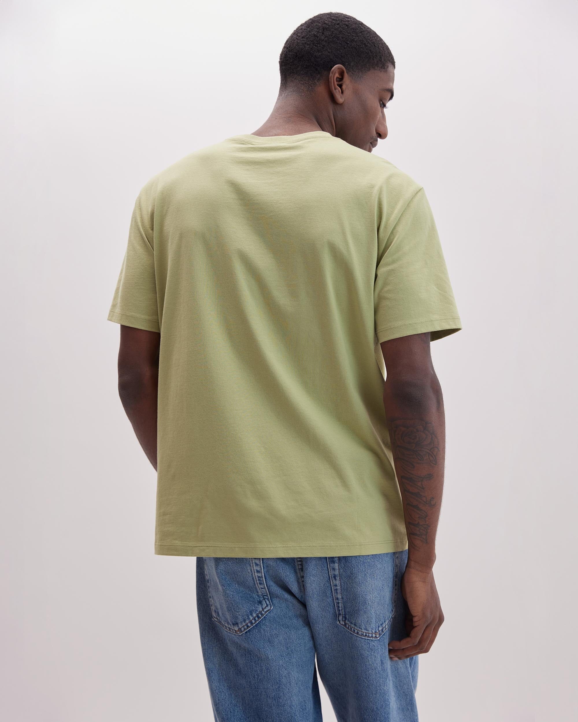 Richer Poorer - Mens Pima Pocket Tee - Green Ground -
