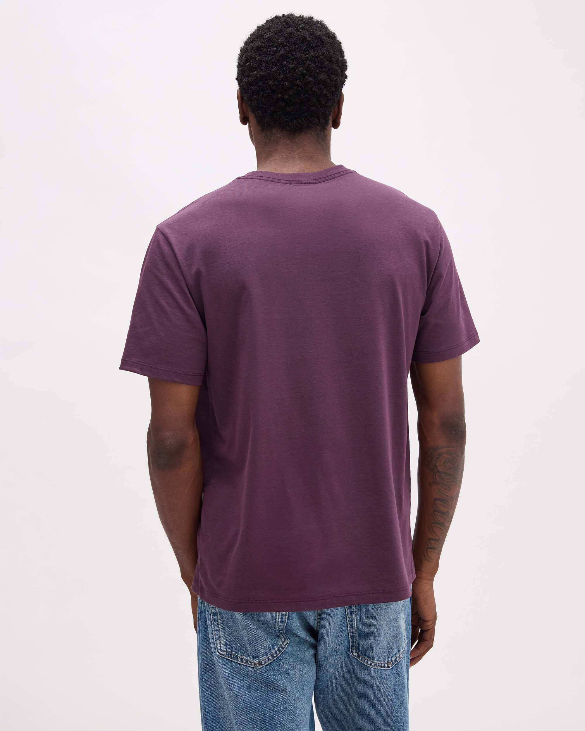 Richer Poorer - Mens Pima Pocket Tee - Plum Wine -