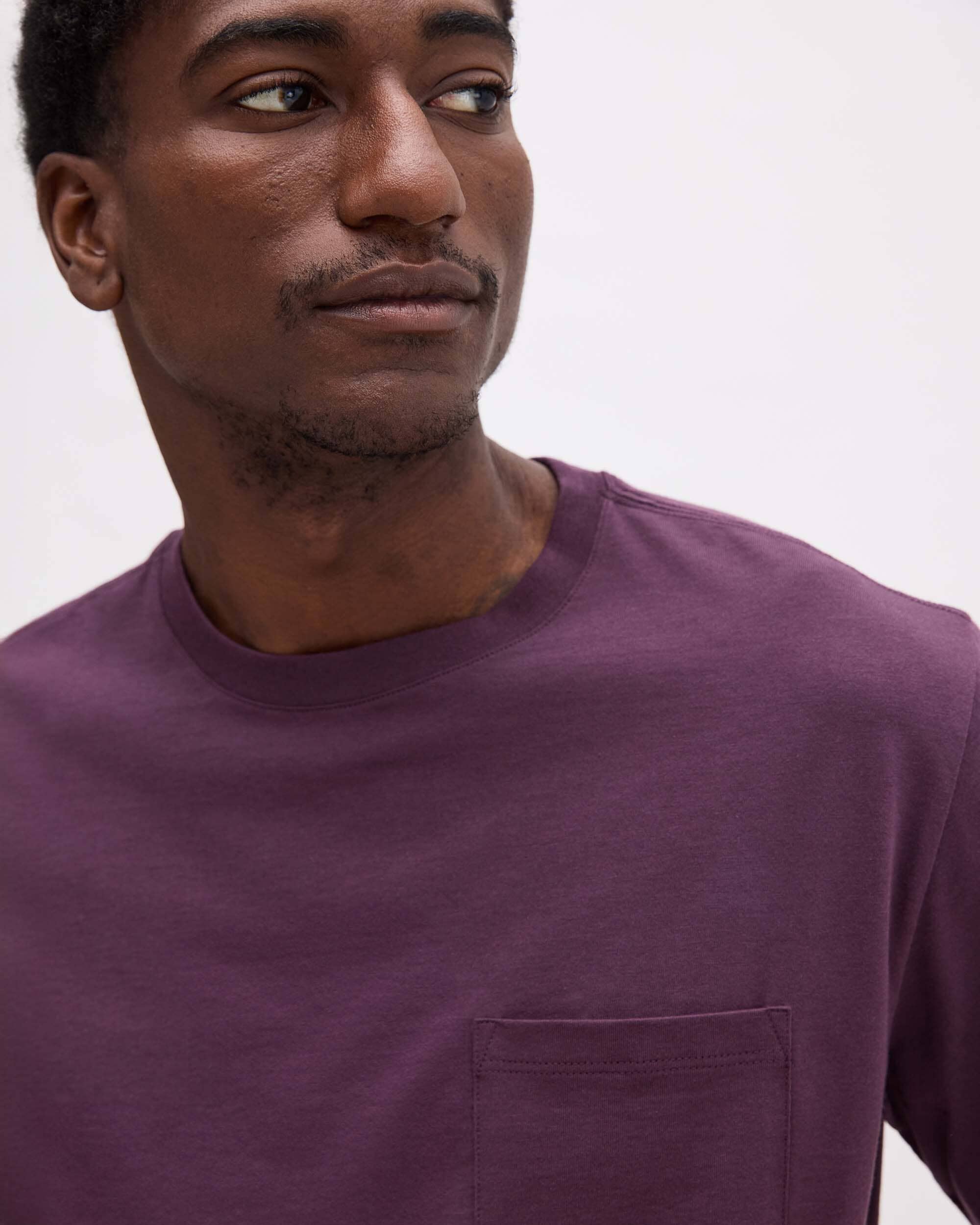 Richer Poorer - Mens Pima Pocket Tee - Plum Wine - PLUM WINE