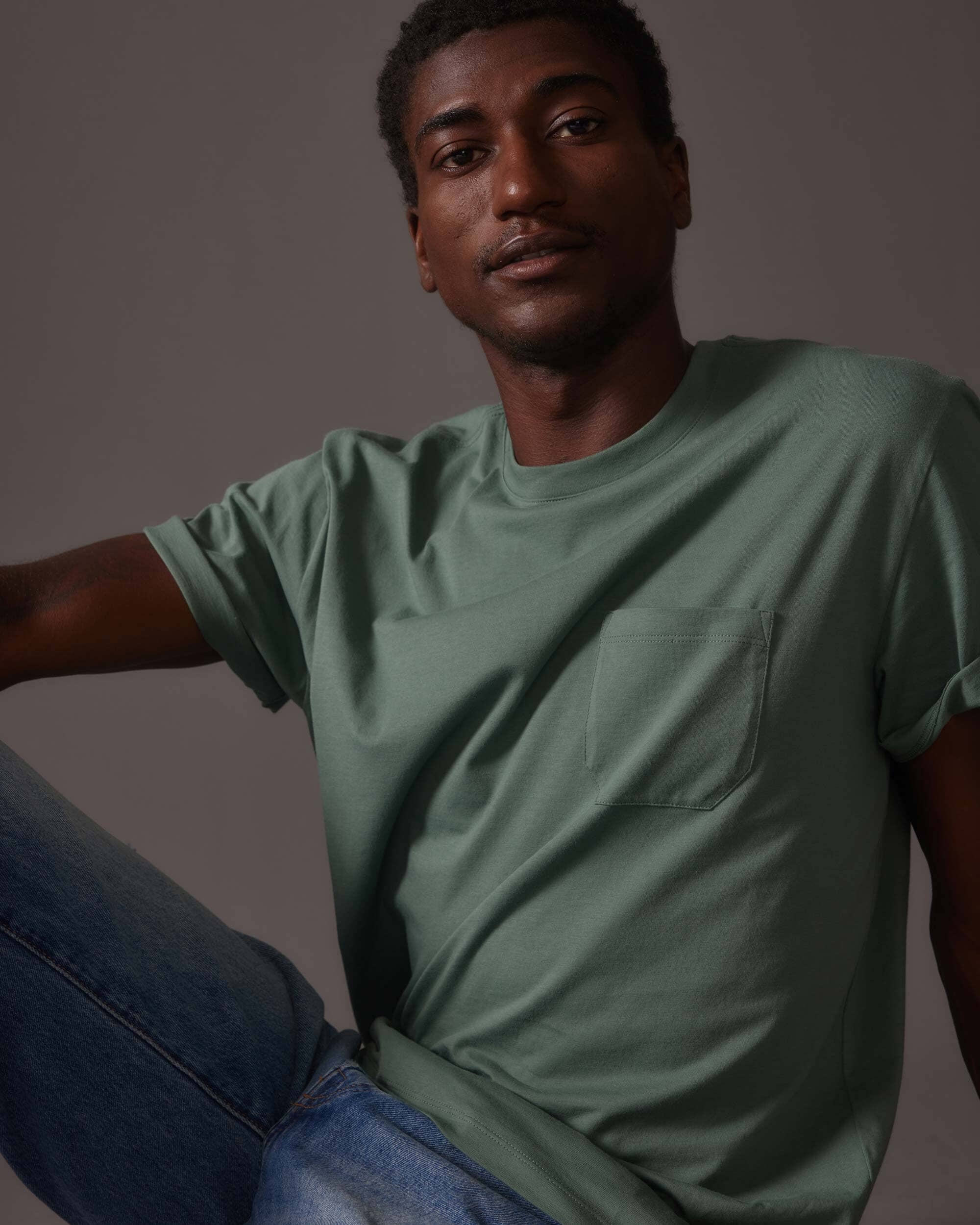 Richer Poorer - Mens Pima Pocket Tee - Sage Leaf - SAGE LEAF
