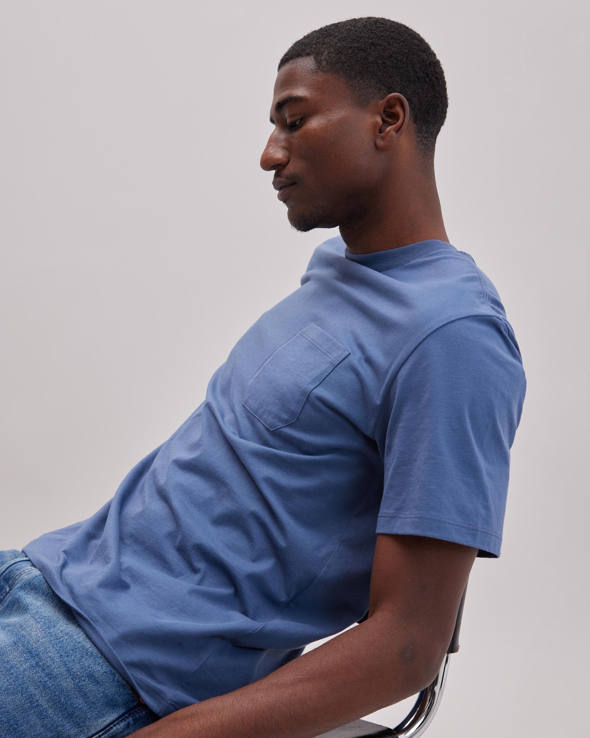 Richer Poorer - Mens Pima Pocket Tee - Vintage Indigo - VINTAGE INDIGO