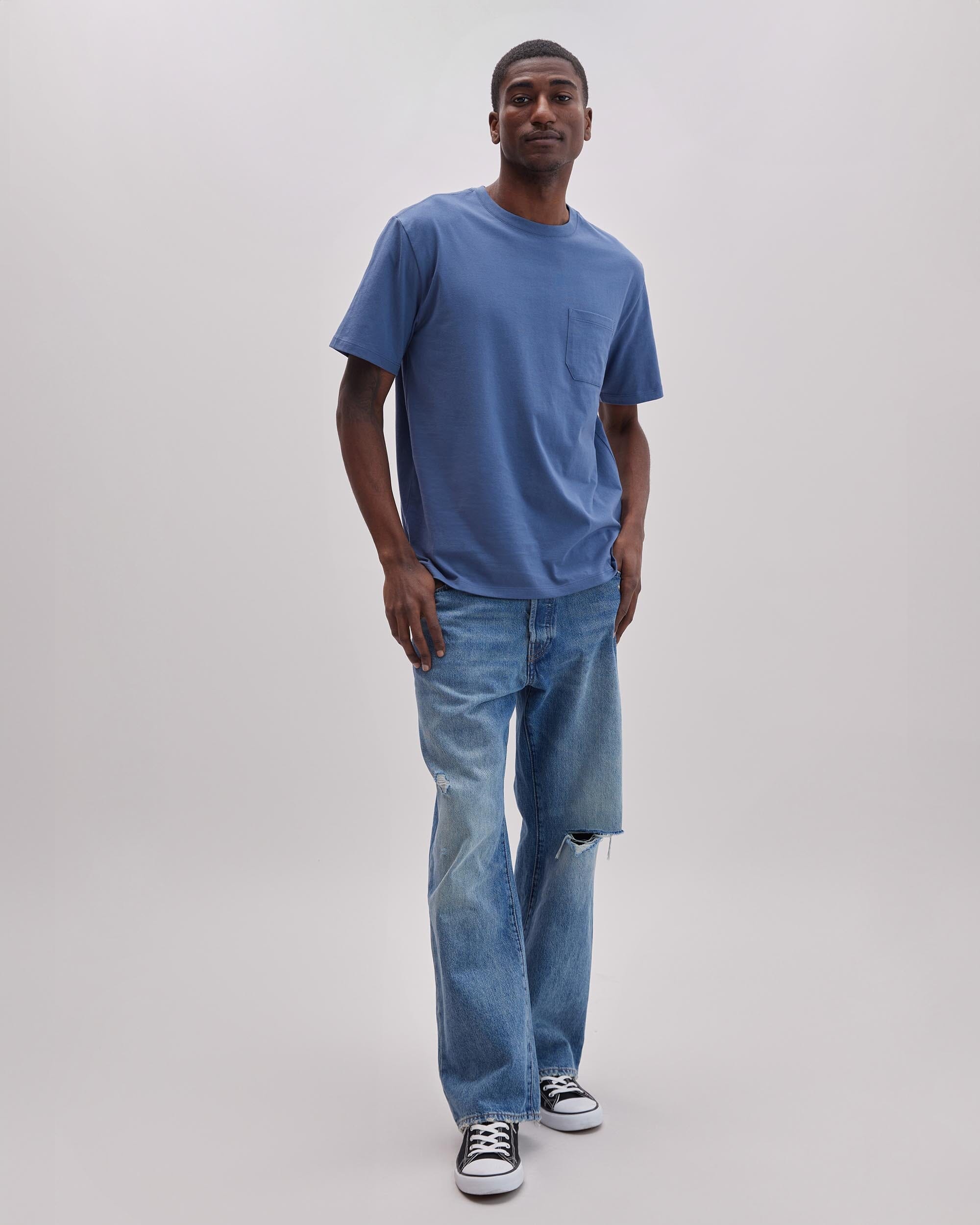 Richer Poorer - Mens Pima Pocket Tee - Vintage Indigo -