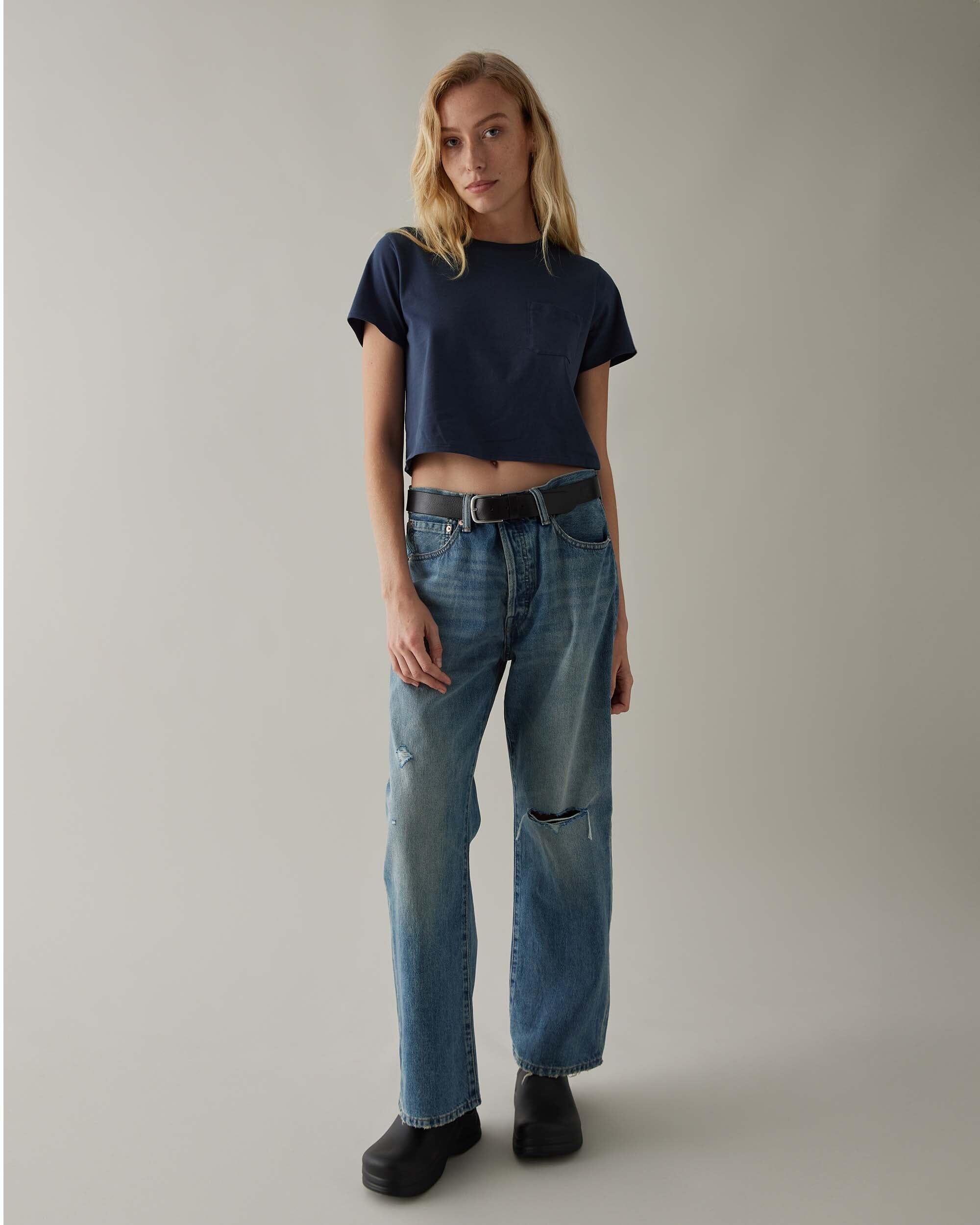 Richer Poorer - Pima Boxy Crop Tee - Blue Nights -