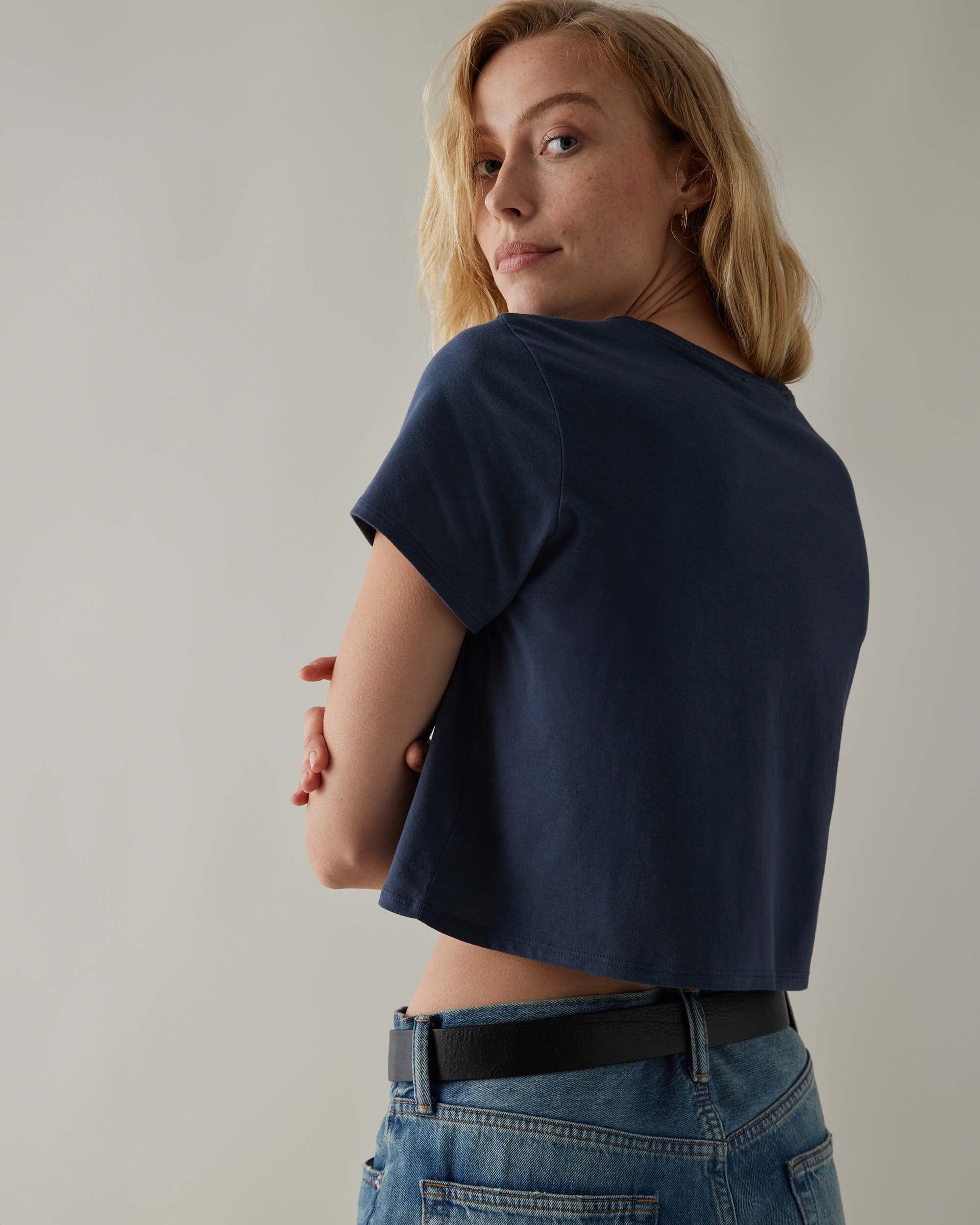 Richer Poorer - Pima Boxy Crop Tee - Blue Nights -